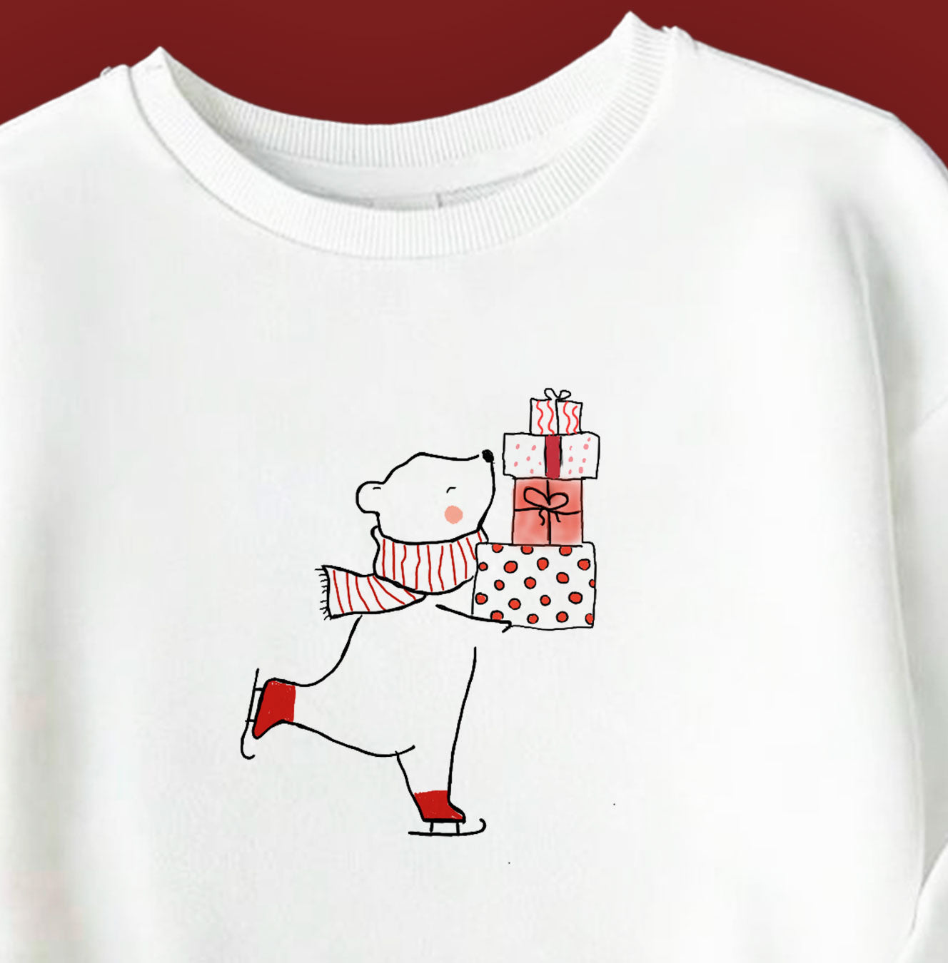 Christmas Cropped Sweatshirt - Bear Design