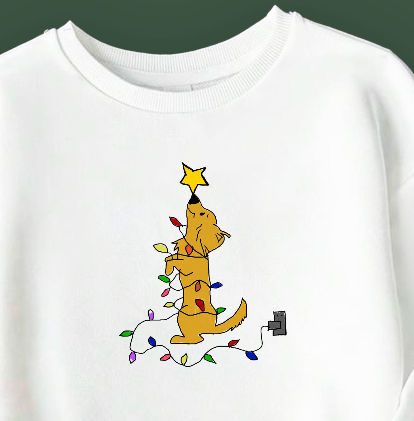 Christmas Cropped Sweatshirt - Dog with lights Design