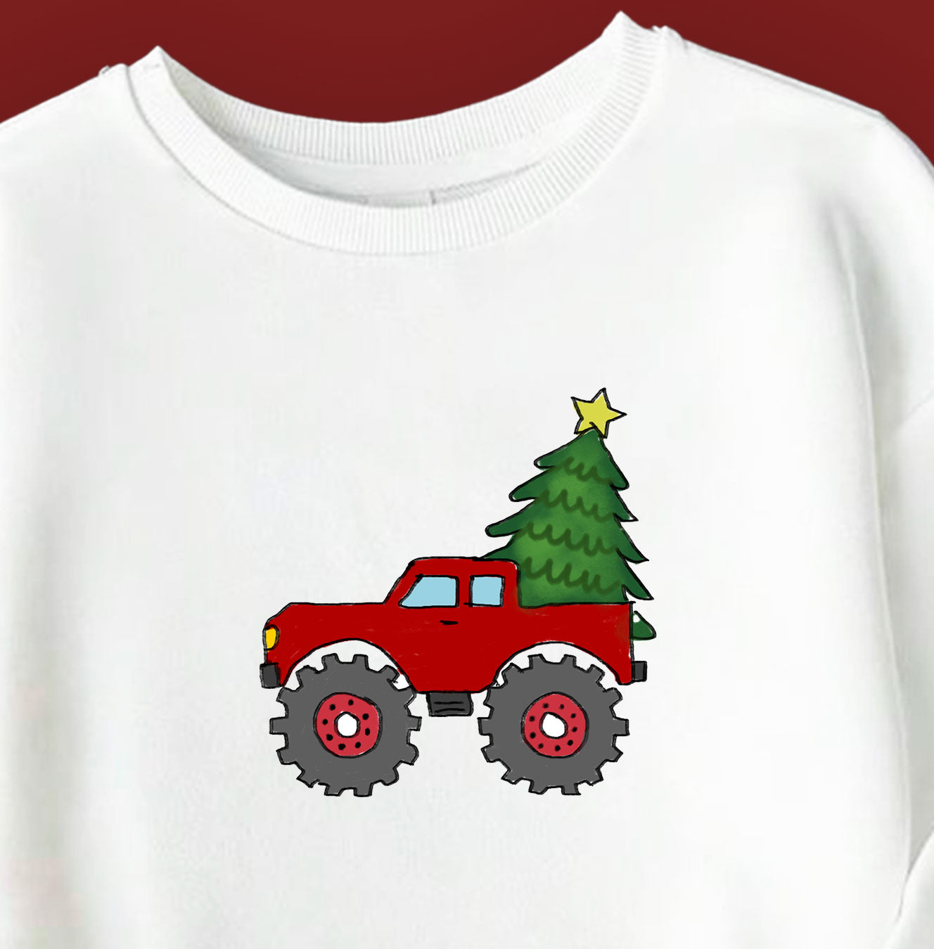 Christmas Cropped Sweatshirt - Christmas Truck Design